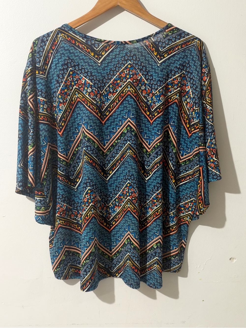Lavish Teal Chevron Print Tunic with Embellished Scoop Neck - Picture 2 of 6